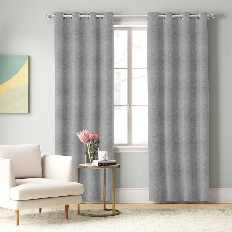 Phillipa Thermal Room Darkening Curtain, Silver, 52" W x 63" L