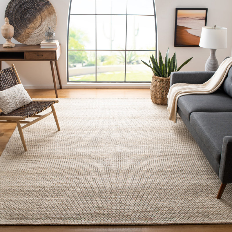 Jared Handmade Beige/Brown Rug, Rectangle 5' x 8'