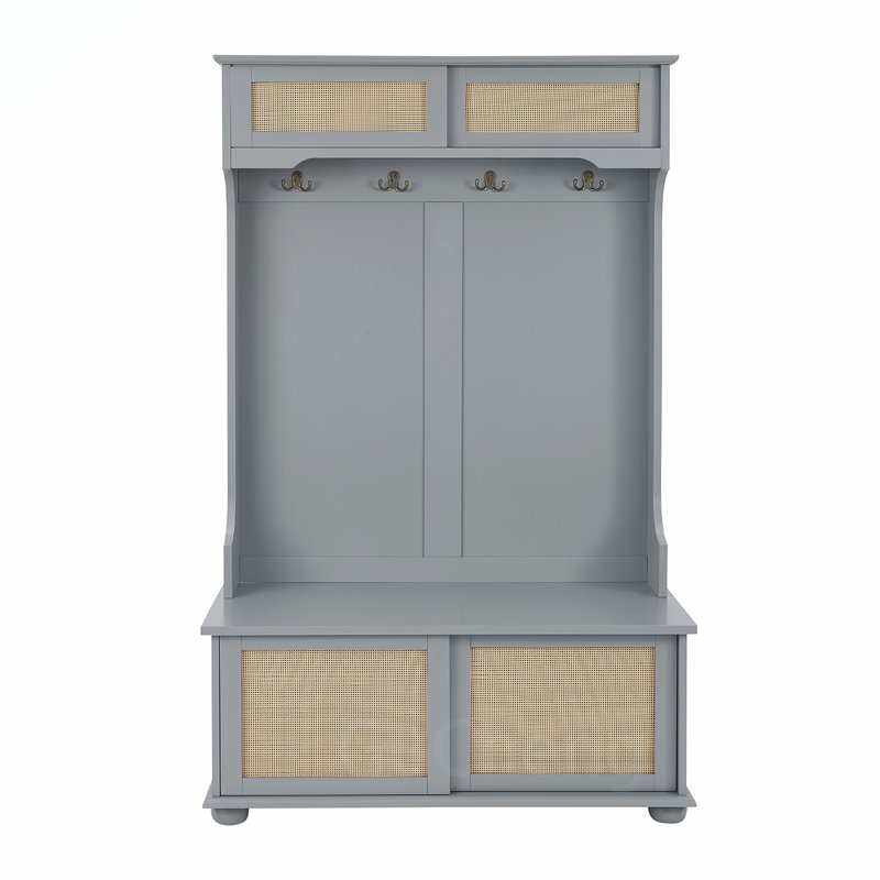 Versatile Hall Tree with Multiple Storage Options for Entryways, Gray