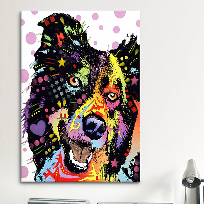 Border collie - impression sur toile tendue, H 18 po x l 12 po x P 1,5 po, Toile tendue