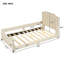 Lit de jour simple tapissier avec tête de lit à rayures classique, beige-1821533170