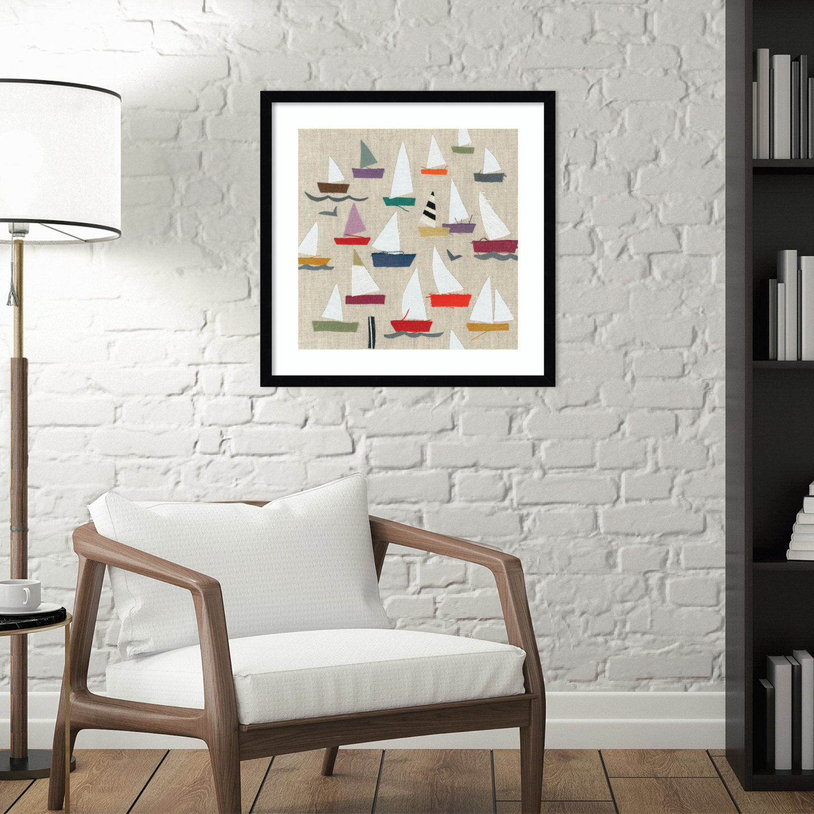 Plain Sailing Print by Jenny Frean, Black, 21" H x 21" W x 1" D