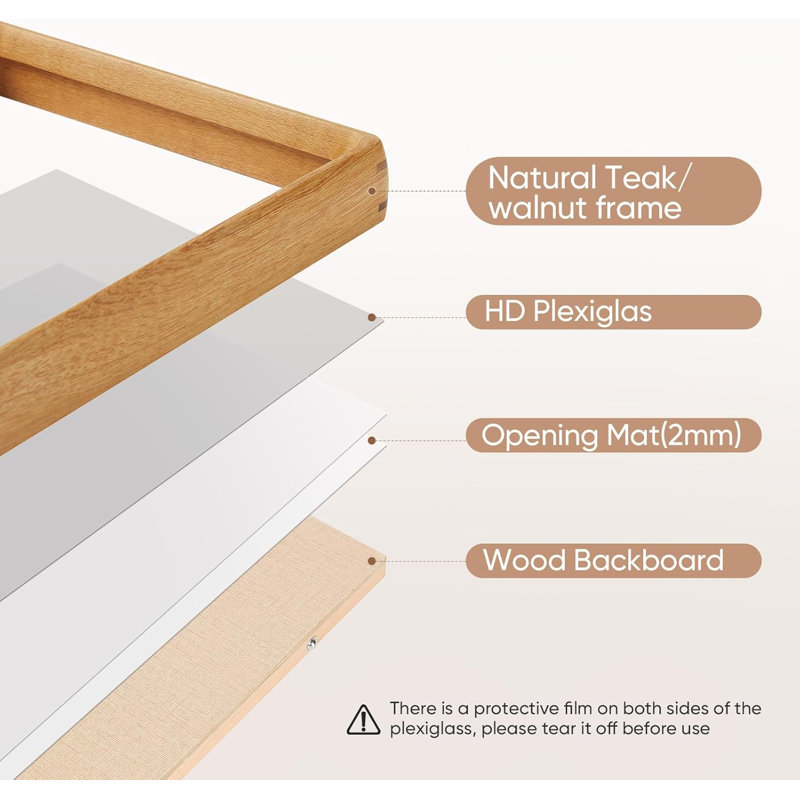 8x10 Teak Wood Picture Frame With 5x7/6x8 Mat