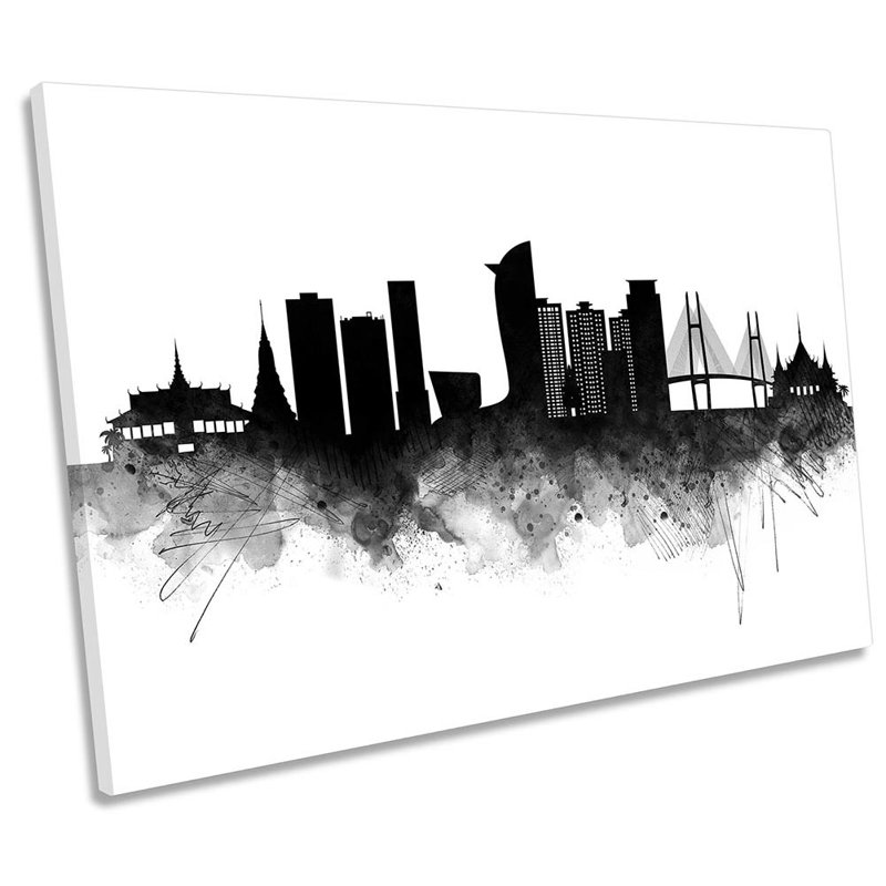 Phnom Penh Abstract City Skyline - Wrapped Canvas Print, 30.5 cm H x 45.7 cm W