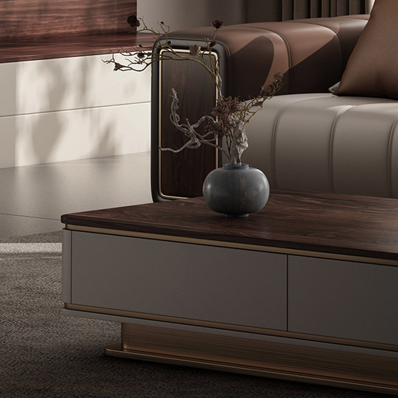 Solid Wood Rectangular Storage Coffee Table, 14.17" H x 62.99" L x 31.49" W