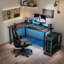 L-Shaped Metal Base Computer Desk-999706215-999706212