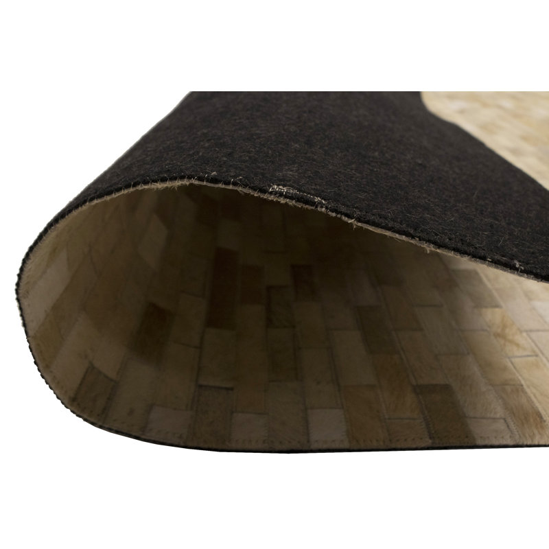 Tapis beige moderne en similicuir 6X6, Rectangulaire 7 pi x 10 pi