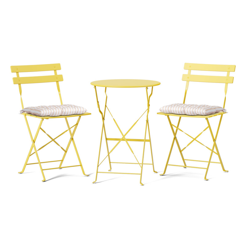 Ensemble bistro 3 pièces avec coussins de siège, jaune, Jaune