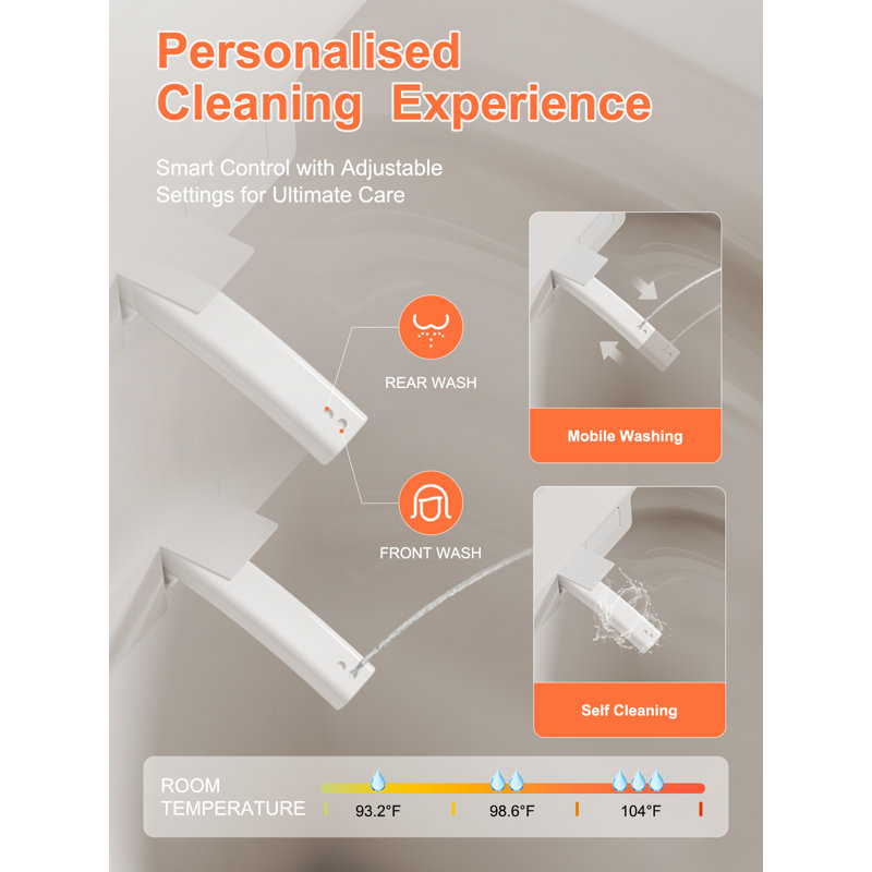 Smart Bidet Toilet - Auto Open/close Lid, Heated Seat, Dryer, Night Light, Led Display, Dual Auto Flush, Foot Sensor Operation, Modern Elongated One-piece Toilet For Bathrooms