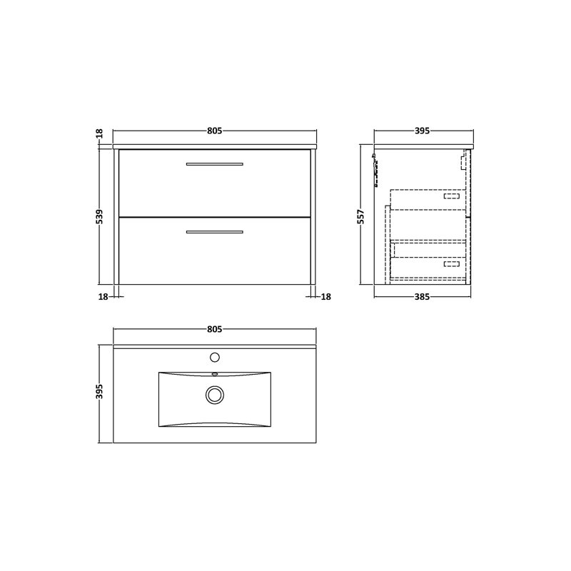 Juno 800mm Single Bathroom Vanity with Integrated Vitreous China Basin, Autumn Oak