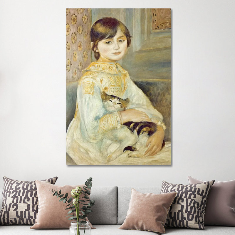 Julie Manet With Cat, 1887 by Pierre-Auguste Renoir - Wrapped Canvas Painting, 152.5 cm H x 101.5 cm W