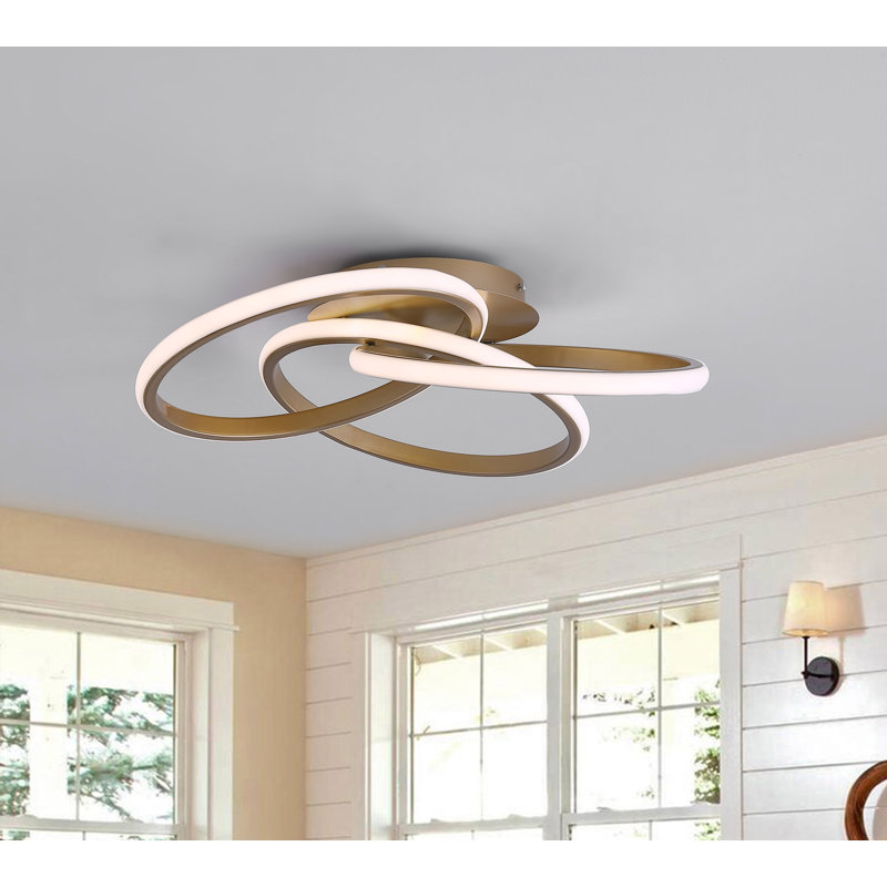 Shuford 1 - Light 20.47'' Unique/Statement Modern Linear LED Dimmable White Light Flush Mount Light, Gold