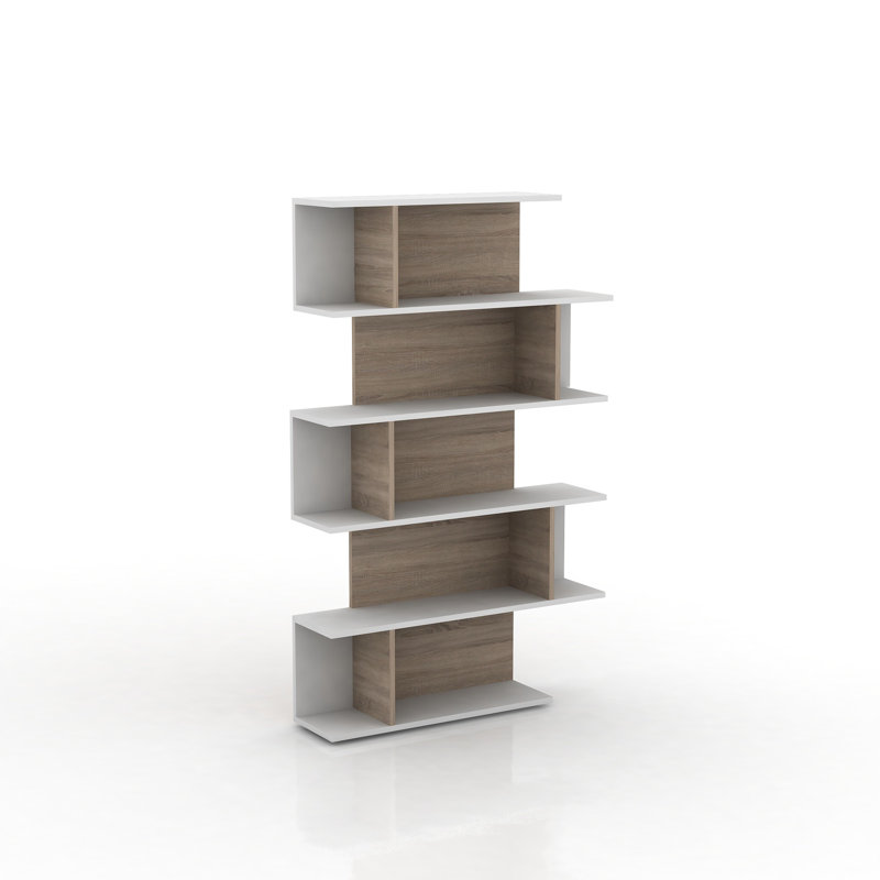 Bibliothèque géométrique Derwin H 63,31 "x l 39,37", Blanc/chêne