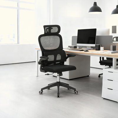Chaise de bureau ergonomique à haut dossier, grande et haute chaise de bureau en maille avec roulettes, fonction d'inclinaison, appui-tête 3D, soutien lombaire, chaise d'ordinateur pivotante pour la tâche, bureau à domicile
