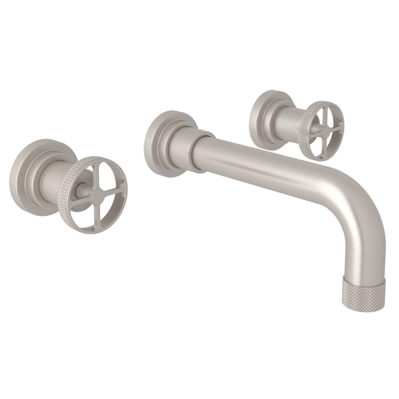 Campo Wall Mount Lavatory Faucet Trim, Satin Nickel, Wheel