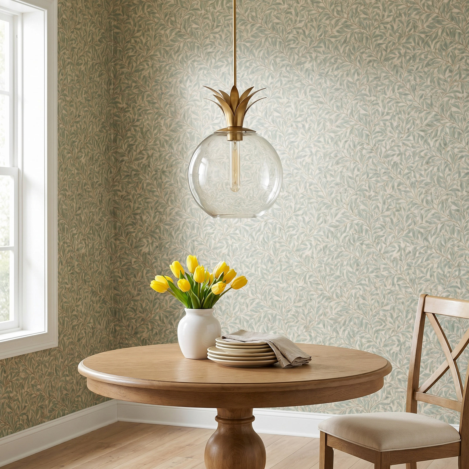 Gazala Single Light Glass Dimmable Pendant, Heritage Brass