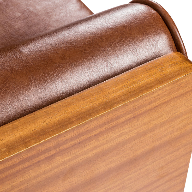 Brun avec attrait moderne de style Mid-Century, l 30,5 po x P 72 po x H 32,03 po, tissu en polyuréthane, coussins de traversin, siège à surpiqûres en losange, revêtement, pieds évasés dorés