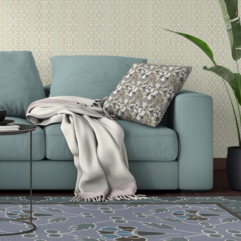 Coussin décoratif carré Lily, Beige/Argenté, H 26 po x l 26 po