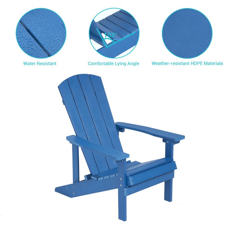 Armenio Outdoor Adirondack Chair, Navy Blue