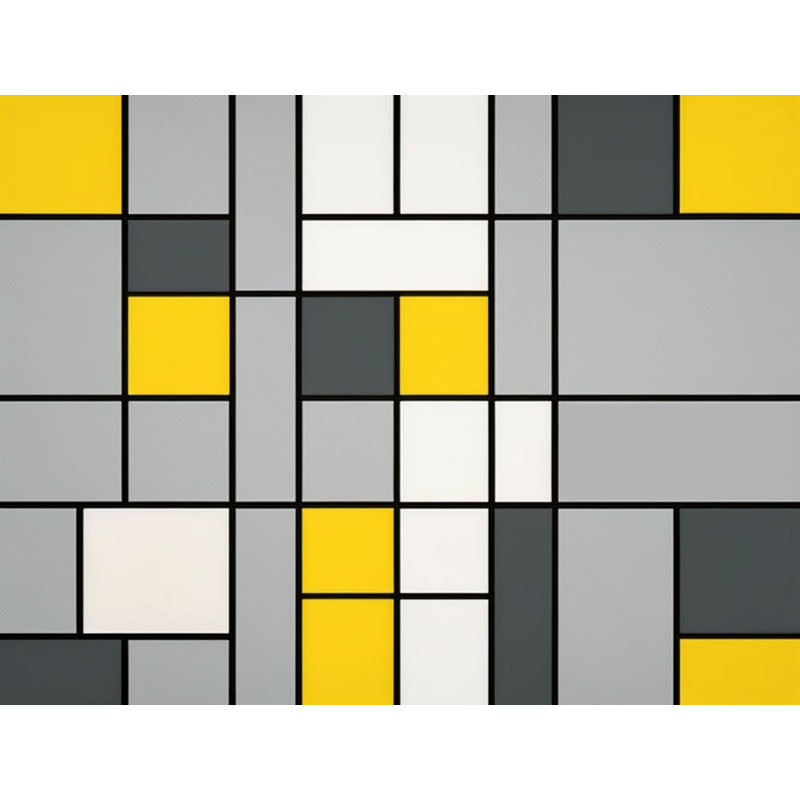 Rideau de douche Mondrian - décor de salle de bain moderne, H 73 po x l 70 po