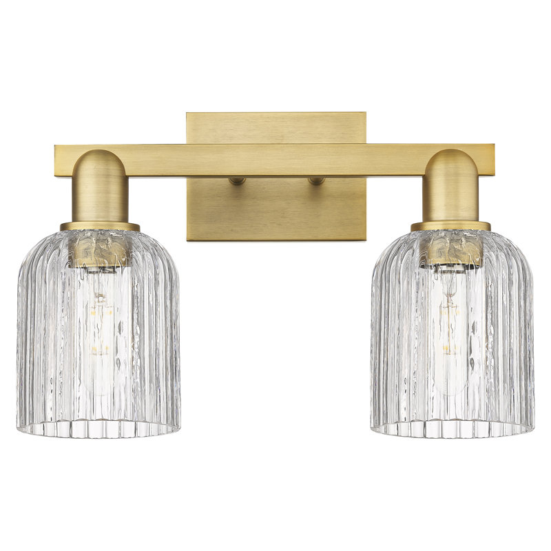 Downtown Urban - Franklin - Éclairage pour meuble-lavabo 2 lumières 16 po - Abat-jour tourbillon Deco, Laiton brossé, Clair