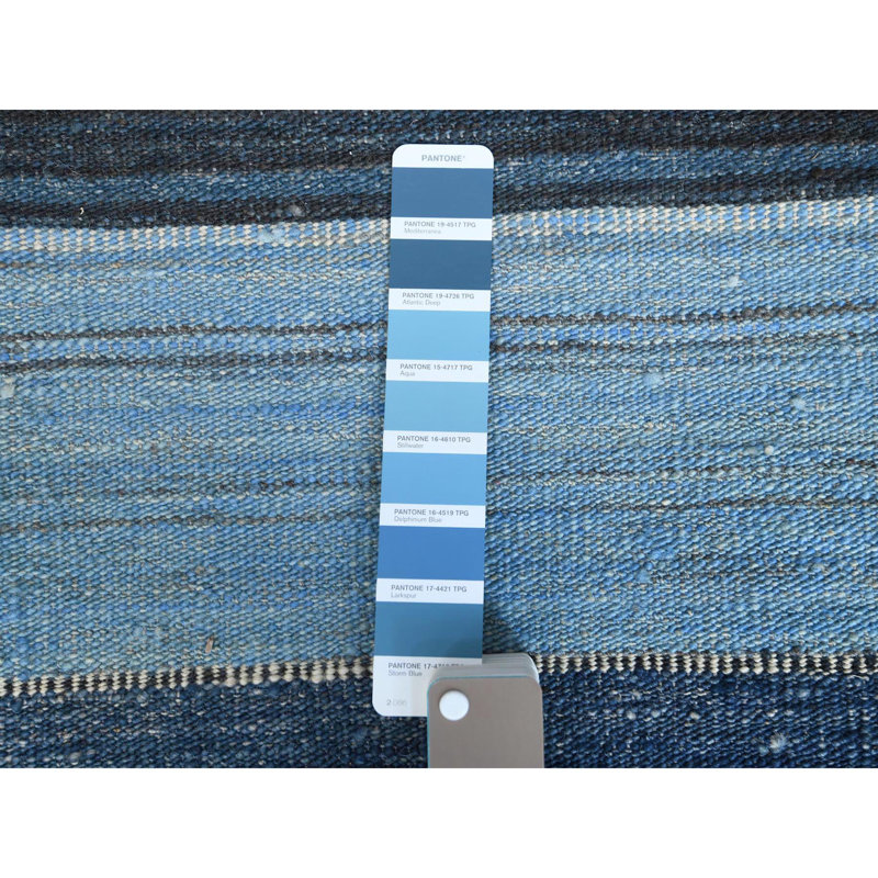 Tapis bleu en laine tissé à plat 10 pi 7 po x 13 pi 8 po DC9D471916304FEAAC7EF6FE22968886
