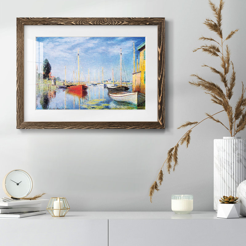 Les bateaux de plaisance à Argenteuil par Monet, reproduction d'art sur papier, Noyer, H 26 po x l 38 po