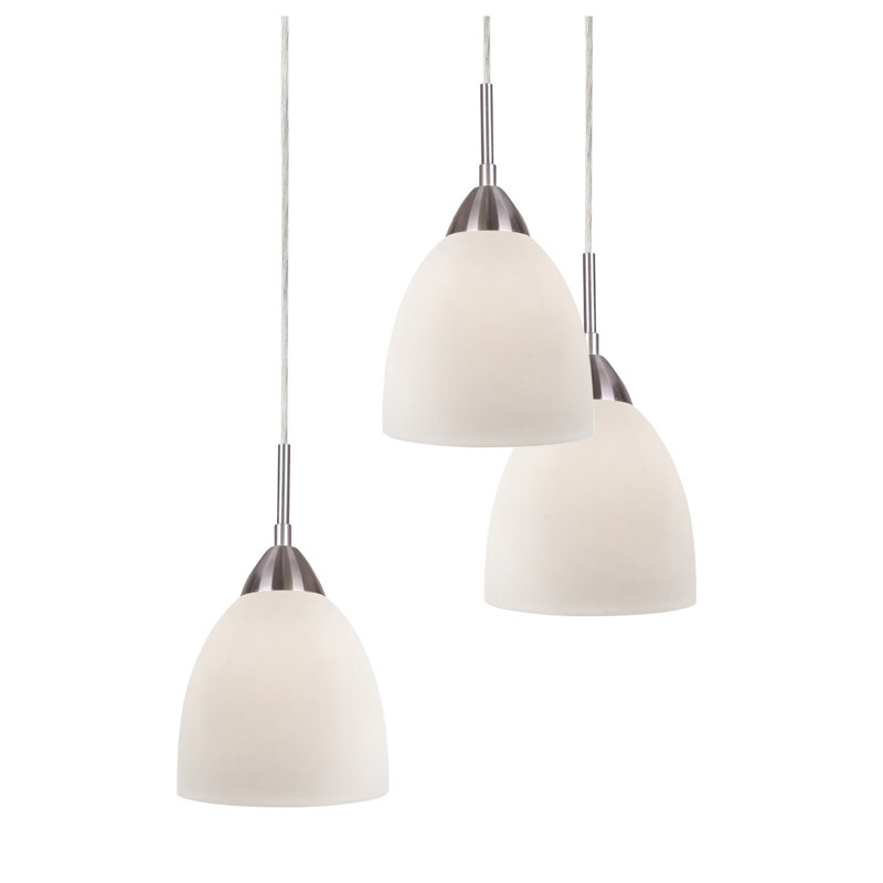 Luminaire bol suspendu à 5 lumières Hamberg, Nickel satiné