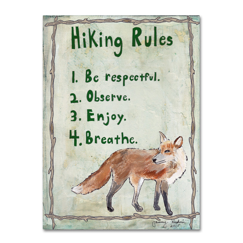 « randonnée rules », art textuel sur toile tendue, H 47 po x l 35 po