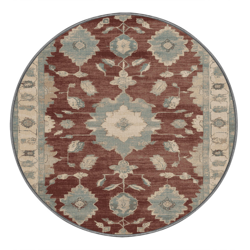 Machine Washable Overdyed Gray Area Rug, Round 7'