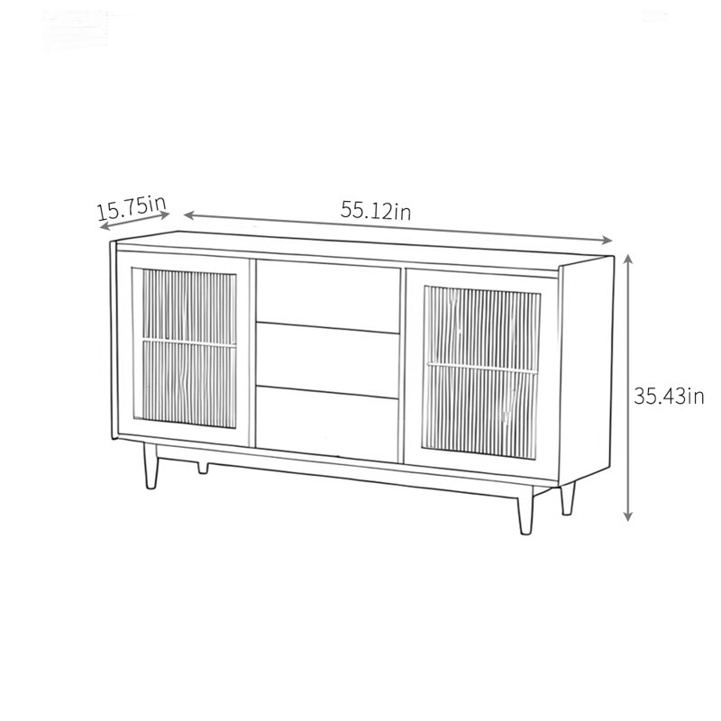 Buffet haut de gamme à grande capacité, H 35,43 po x l 55,12 po x P 15,75 po