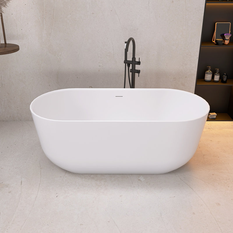 59" Freestanding Soaking Acrylic Bathtub