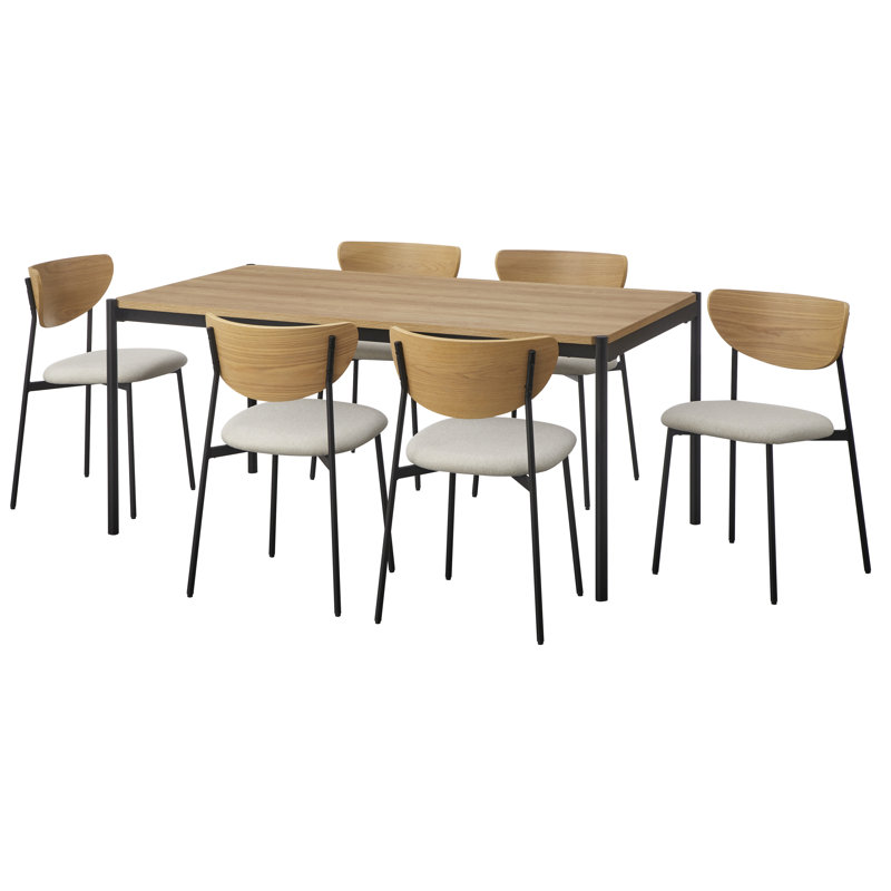 Jeremaiah Rectangular Dining Set, 7 Pieces: Table, 6 Chairs