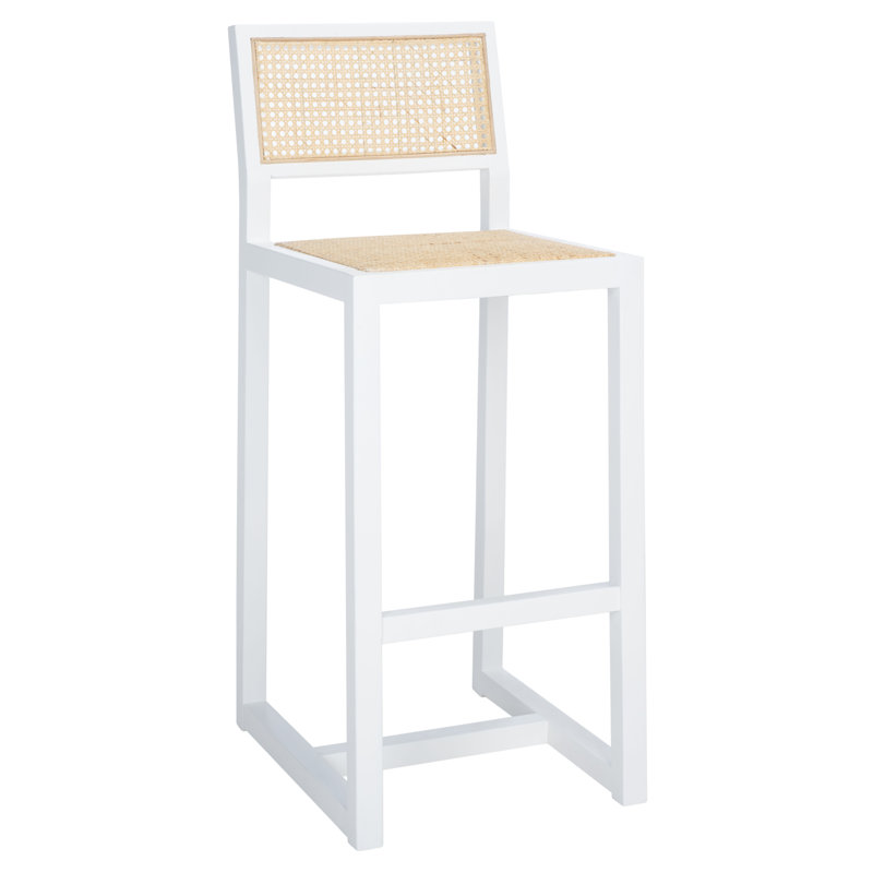 Tabouret de bar Cane, Blanc / beige, Tabouret