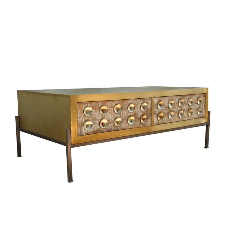 Table basse en métal avec rangement, 48 x 28 x 18