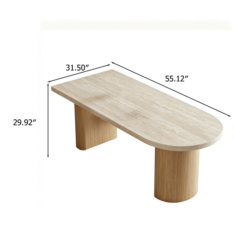 Table de salle à manger 55,12 po Wabi-Sabi, H 29,92 po x l 55,12 po x P 31,5 po