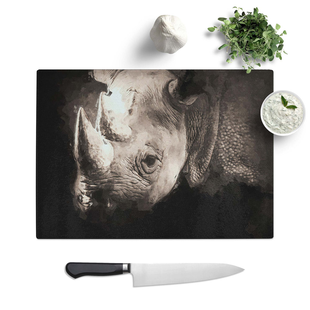 Tempered Glass The Gaze of the Rhino in Abstract Chopping Board