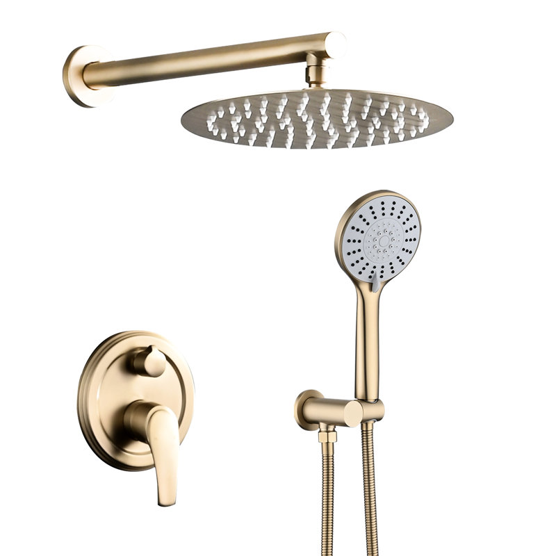 Douche murale avec 10 pouces de hauteur, pomme de pluie haute et 5 portables, blanc noir