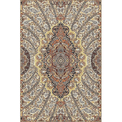 Multicolored Motif Ethnic Flower Figure Patterned Vintage Decorative Carpet