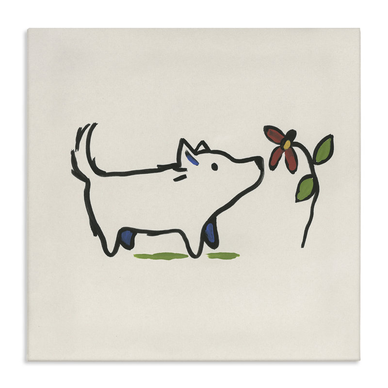 "Doodle Dog & Flower", art mural par June Erica Vess, H 30 po x l 30 po