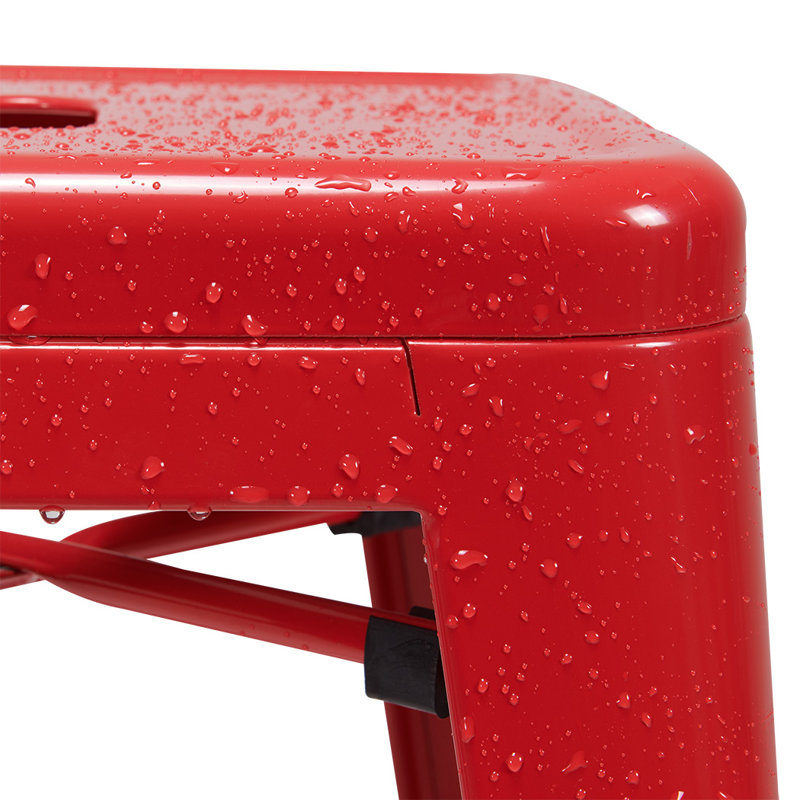 Shively Iron Counter Stool with Iron Frame, Red