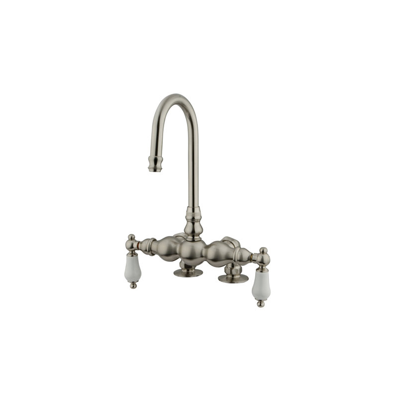 Hot Springs Double Handle Deck Mount Clawfoot Tub Faucet, Satin Nickel