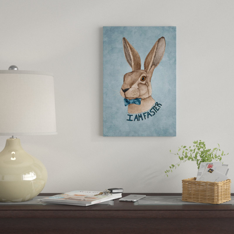 « mr. lièvre is plus rapide » par barruf, impression sur toile tendue, H 40 po x l 26 po x P 1,5 po, Pas de tapis