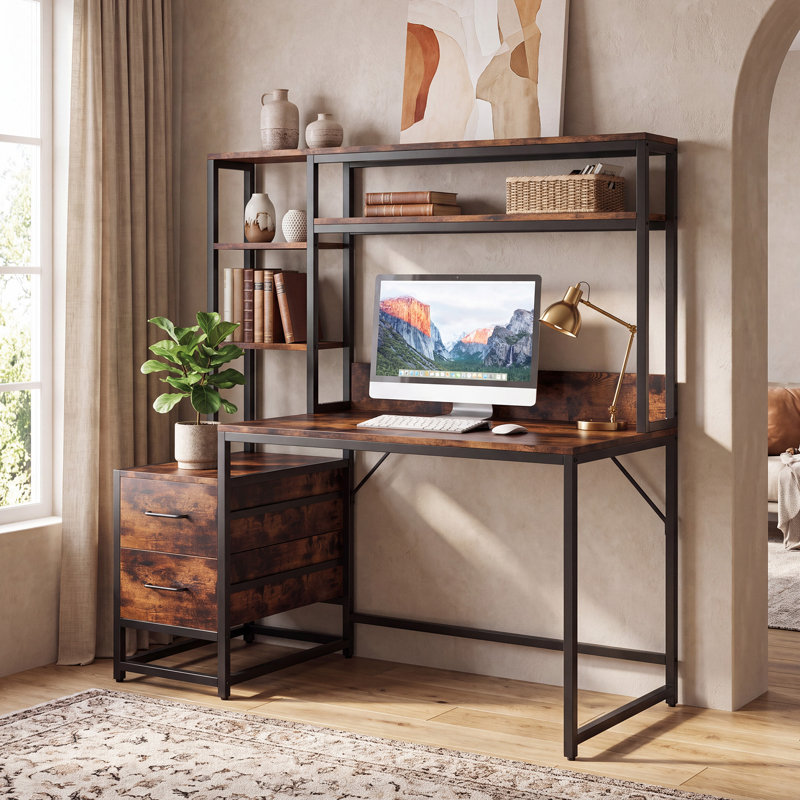 Bureau avec huche, Brun / noir