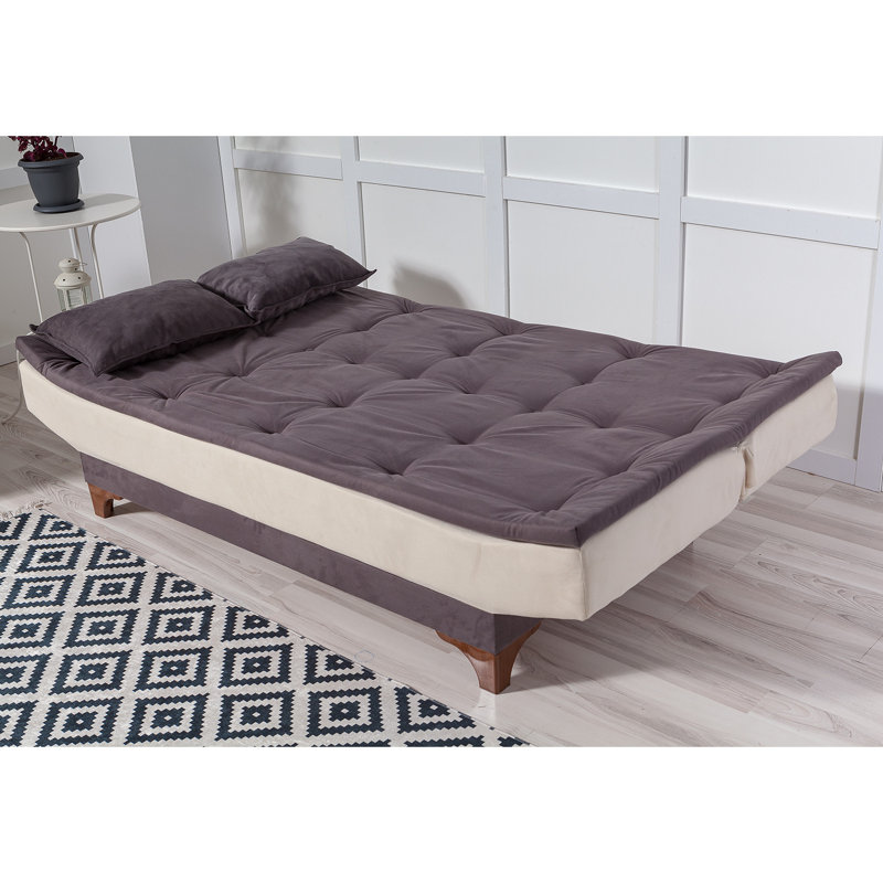 Cropsey 74.8" Armless Sleeper, Anthracite/Cream Polyester