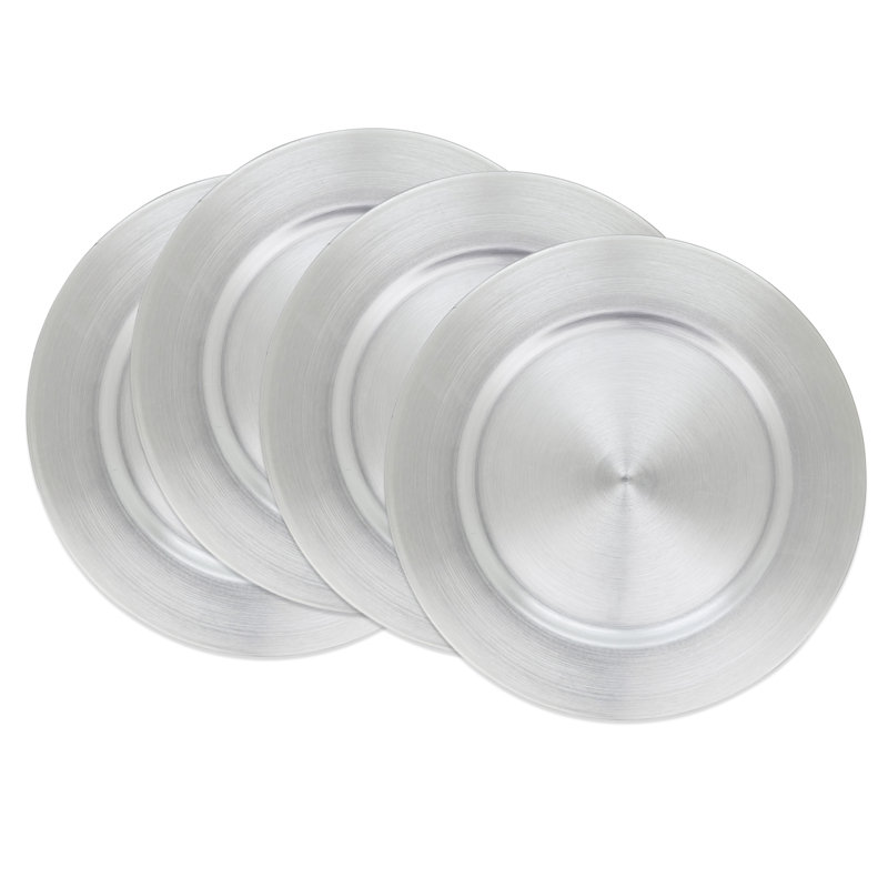 Ensemble de 4 assiettes en plastique rondes Erris, Argent