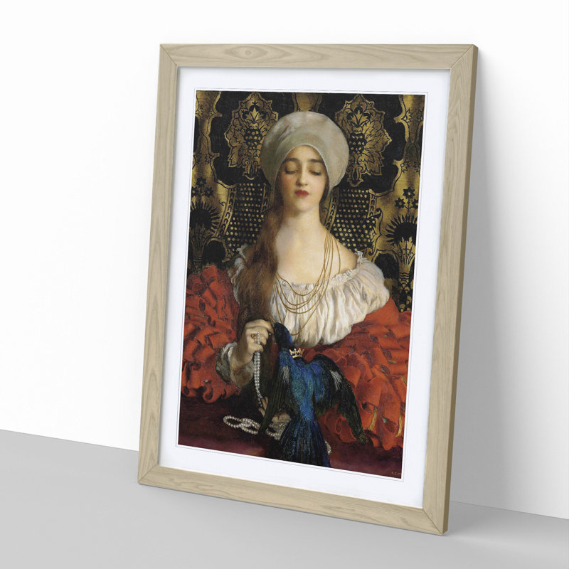 The Blue Bird by Frank Cowper Cadogan - Picture Frame Painting, Oak Framed, 65cm H x 48cm W x 2cm D