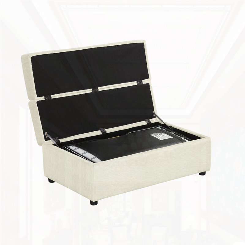 Lit simple avec repose-pieds pliant, Beige