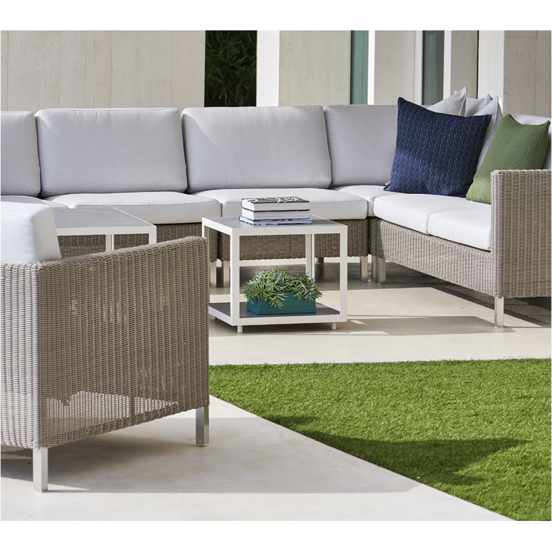 Connect 58.3" Wide Outdoor Wicker Loveseat with Cushions, Taupe, Left Hand Facing