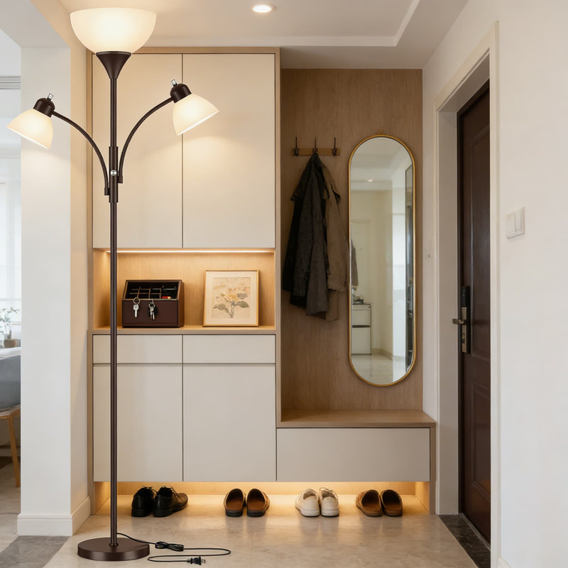 Lampe torchère à intensité variable avec deux lampes de lecture, lampe sur pied de 72 pouces avec 3 ampoules incluses pour le salon, la chambre à coucher ou le bureau
